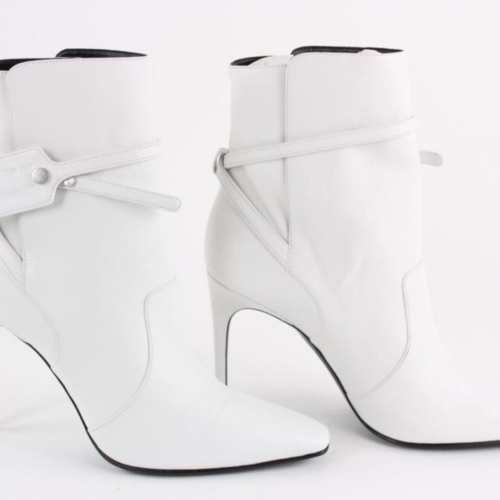 Off-White™ SZ 41 White Leather Zip Tie Pointed